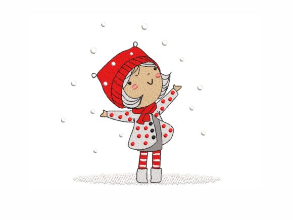 A Designer's Take on the Cute Winter Girl Embroidery Design