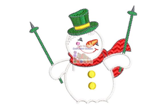 A Joyful Skiing Snowman for Personalized Gift Embroidery