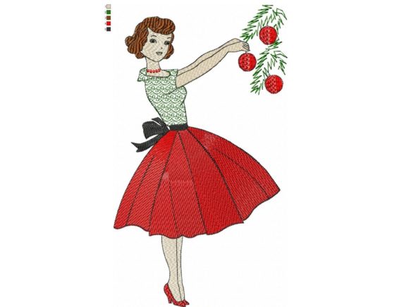 A Vintage Christmas Lady Embroidery Design for Heartfelt Gifts