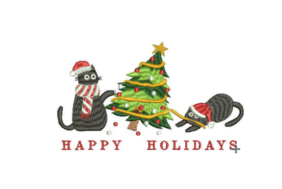 Naughty Christmas Cats Embroidery for Boutique Apparel