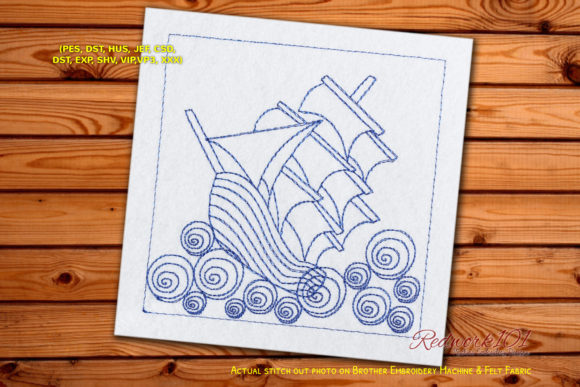 Sailing Ship Bluework Embroidery Design Review